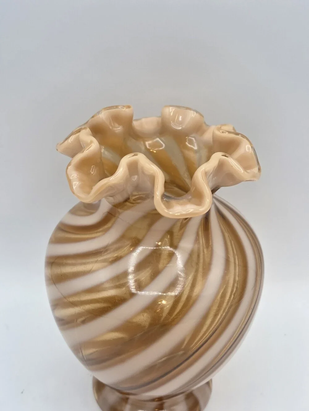 Fenton Butterscotch Caramel Cameo Spiral Optic Vase